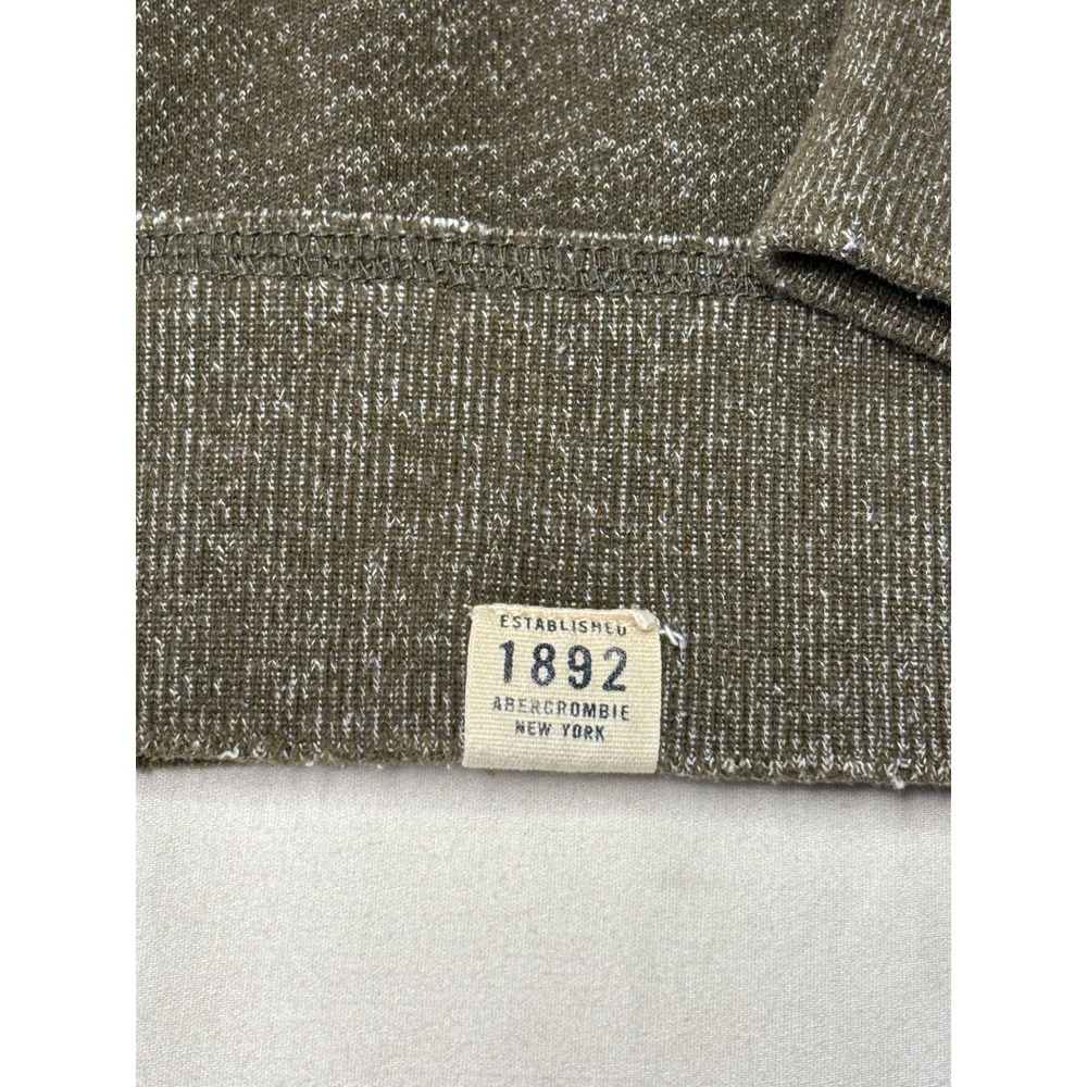 Abercrombie & Fitch Mens Medium Olive Marled Sweatshirt Elbow Patches Pocket - Picture 2 of 9